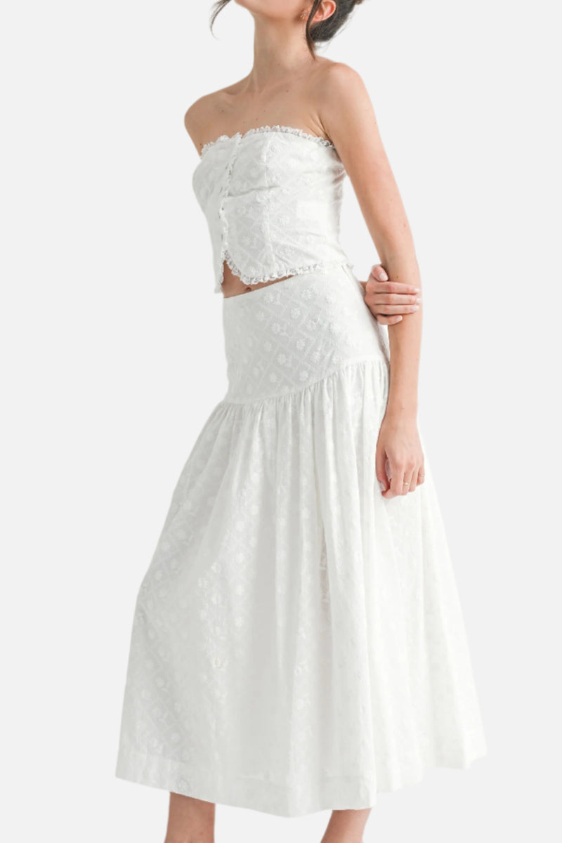 Emerson Strapless Button Top & Midi Skirt Set