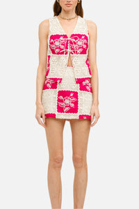 Isabella Patchwork Crochet Mini Skirt Set