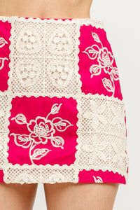 Isabella Patchwork Crochet Mini Skirt Set