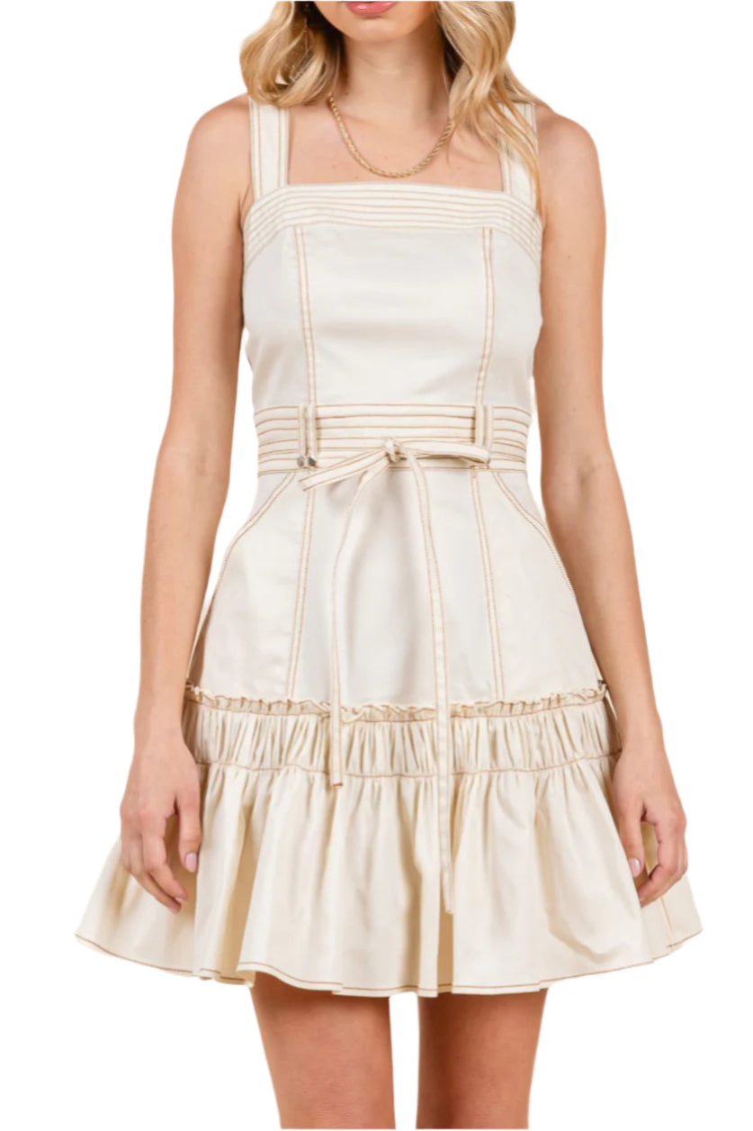 Audrey Belted Ruffle Mini Dress