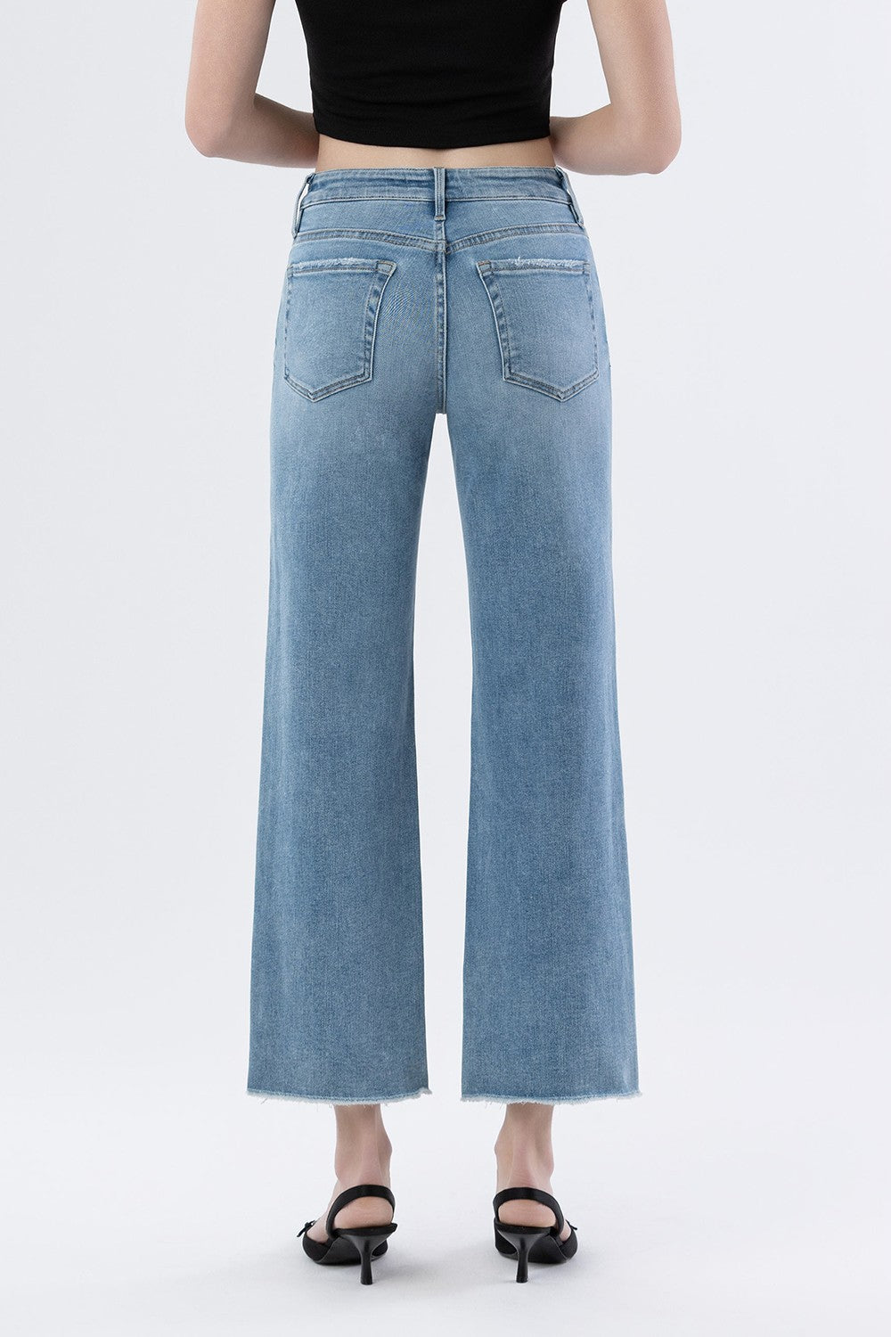Enviably High Rise Ankle Slim Wide Jeans