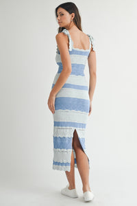 Dina Scalloped Pointelle Knit Midi Dress