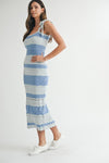 Dina Scalloped Pointelle Knit Midi Dress
