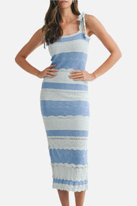Dina Scalloped Pointelle Knit Midi Dress