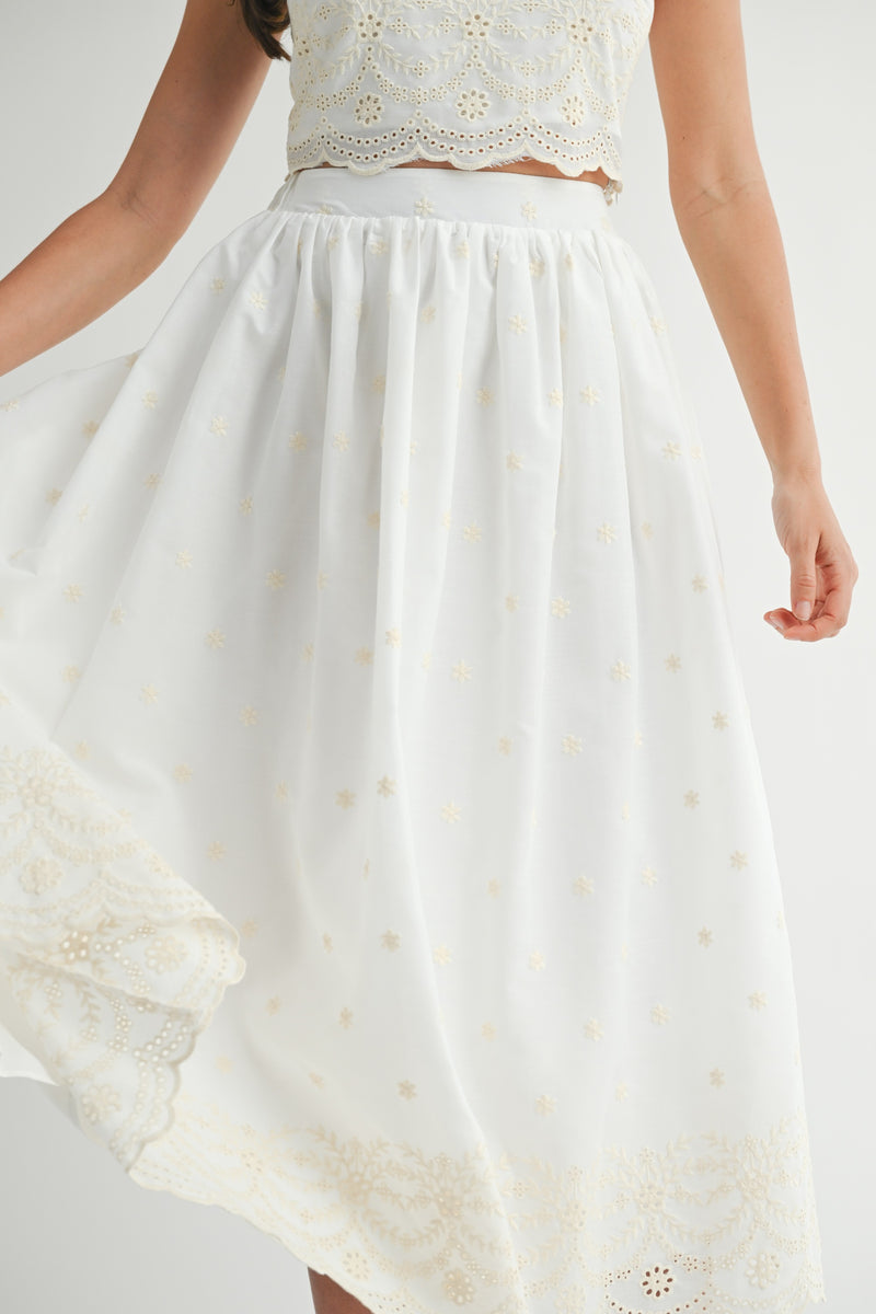 Maria Embroidery Midi Skirt Set
