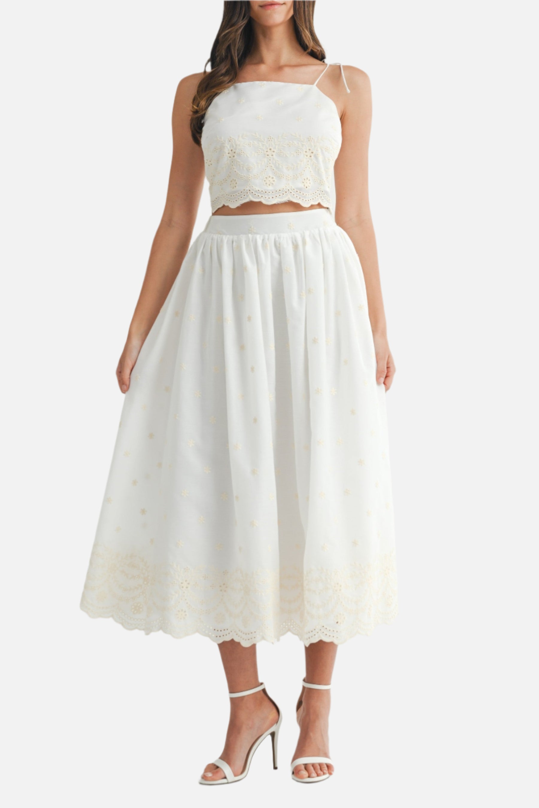 Maria Embroidery Midi Skirt Set