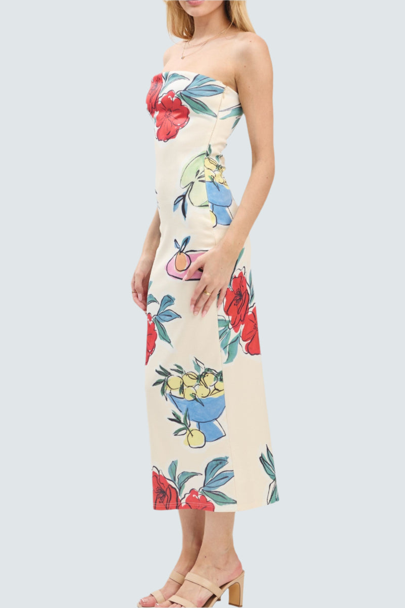 Terra Scuba Tube Floral Print Maxi Dress