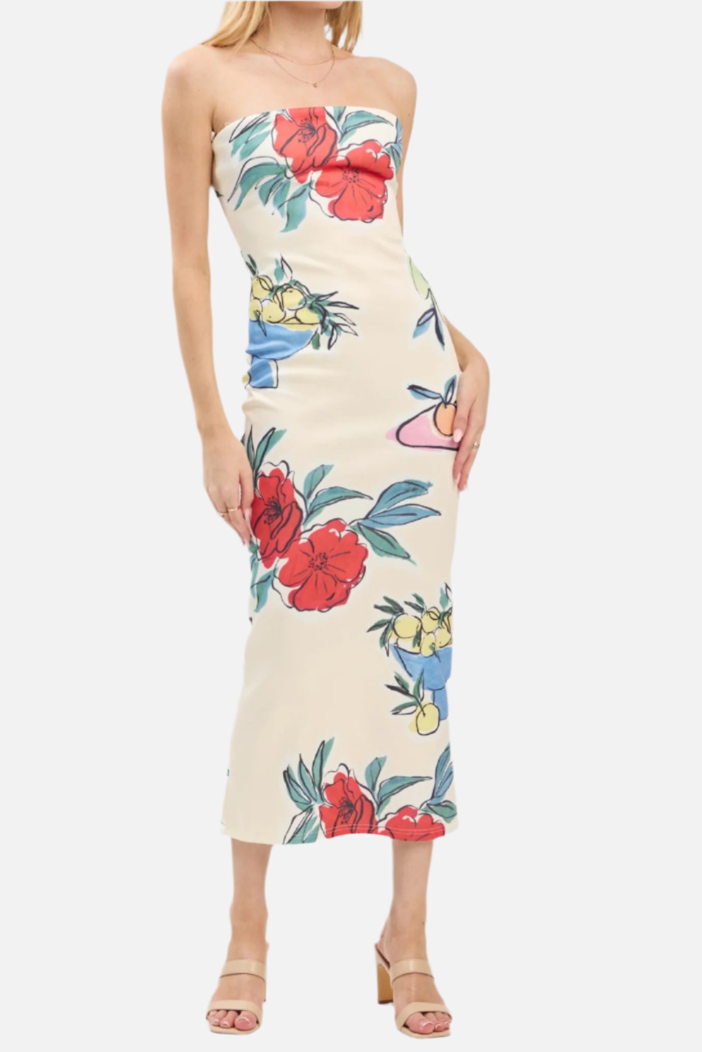 Terra Scuba Tube Floral Print Maxi Dress