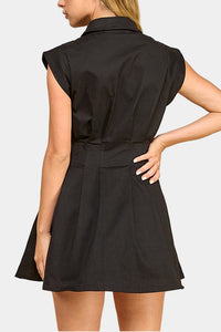 Dottie Pleated Mini Dress in Black