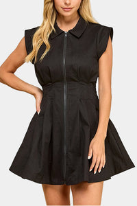 Dottie Pleated Mini Dress in Black