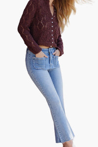 Leilani High Rise Patch Pocket Crop Flare Jeans