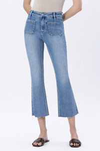 Leilani High Rise Patch Pocket Crop Flare Jeans