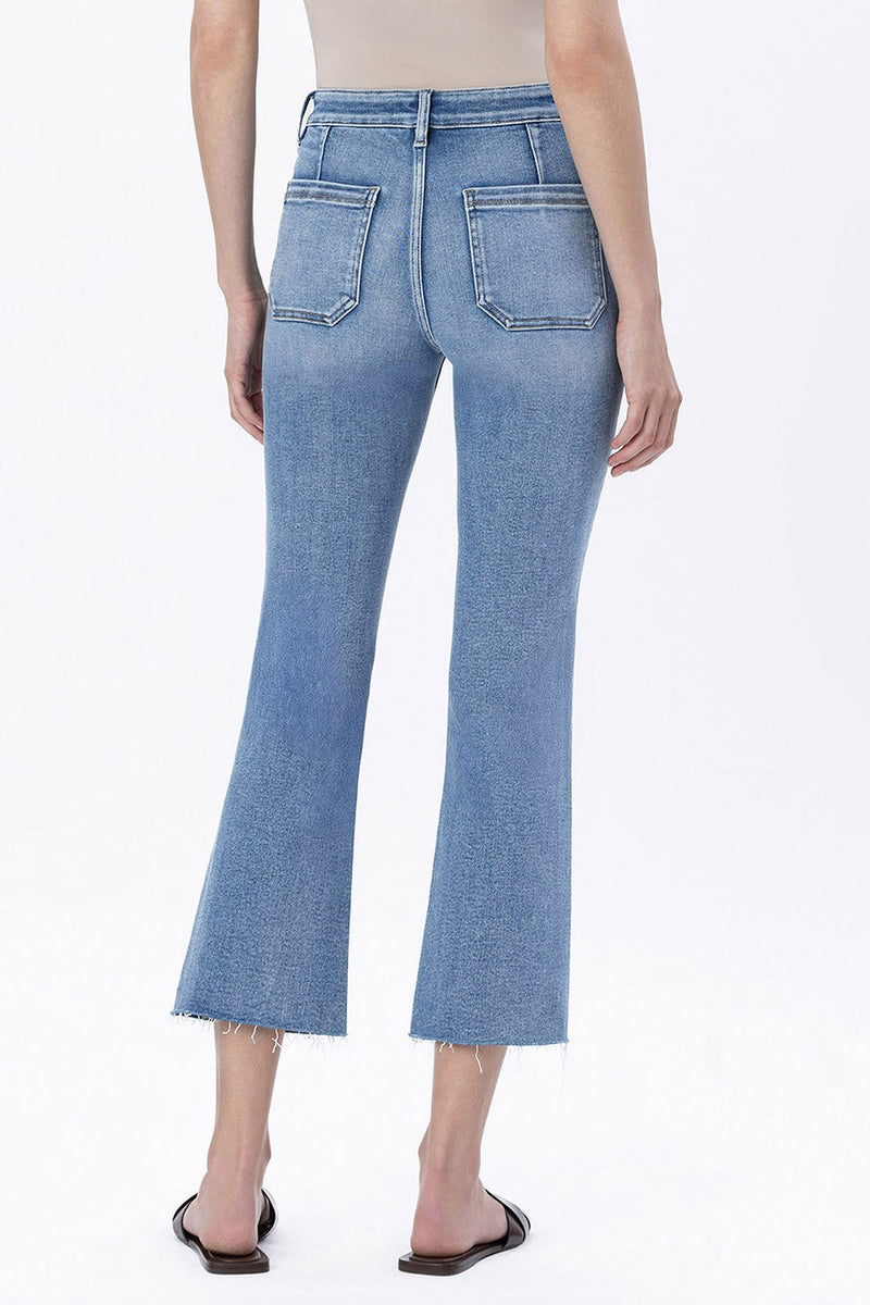 Leilani High Rise Patch Pocket Crop Flare Jeans