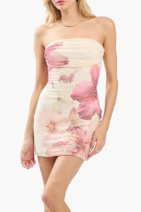 Ridley Beaded Flower Print Mini Dress