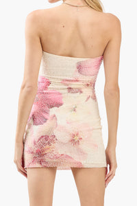 Ridley Beaded Flower Print Mini Dress