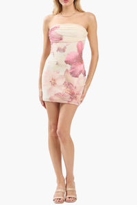 Ridley Beaded Flower Print Mini Dress