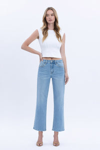 Honorable High Rise Ankle Studded Slim Wide Jeans