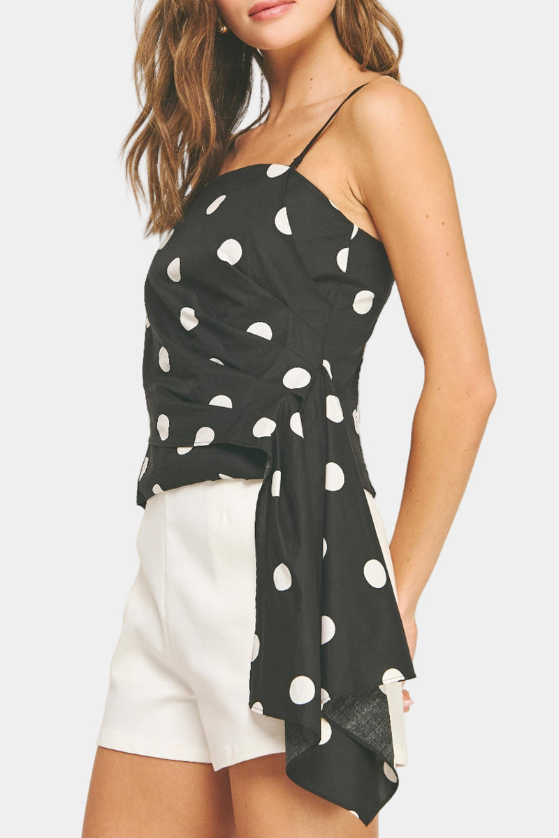 Dakota Draped Polka Dot Top