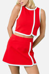 Delaney Contrast Top & Mini Skirt Set