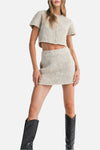 Blaine Fuzzy Crop Cardi & Mini Skirt Set