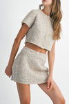 Blaine Fuzzy Crop Cardi & Mini Skirt Set