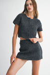 Camila Fuzzy Crop Cardi & Mini Skirt Set