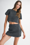 Camila Fuzzy Crop Cardi & Mini Skirt Set