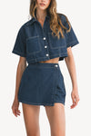 Peyton Short Sleeve Denim Shirt & Skort Set