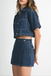 Peyton Short Sleeve Denim Shirt & Skort Set
