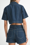 Peyton Short Sleeve Denim Shirt & Skort Set