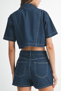 Peyton Short Sleeve Denim Shirt & Skort Set