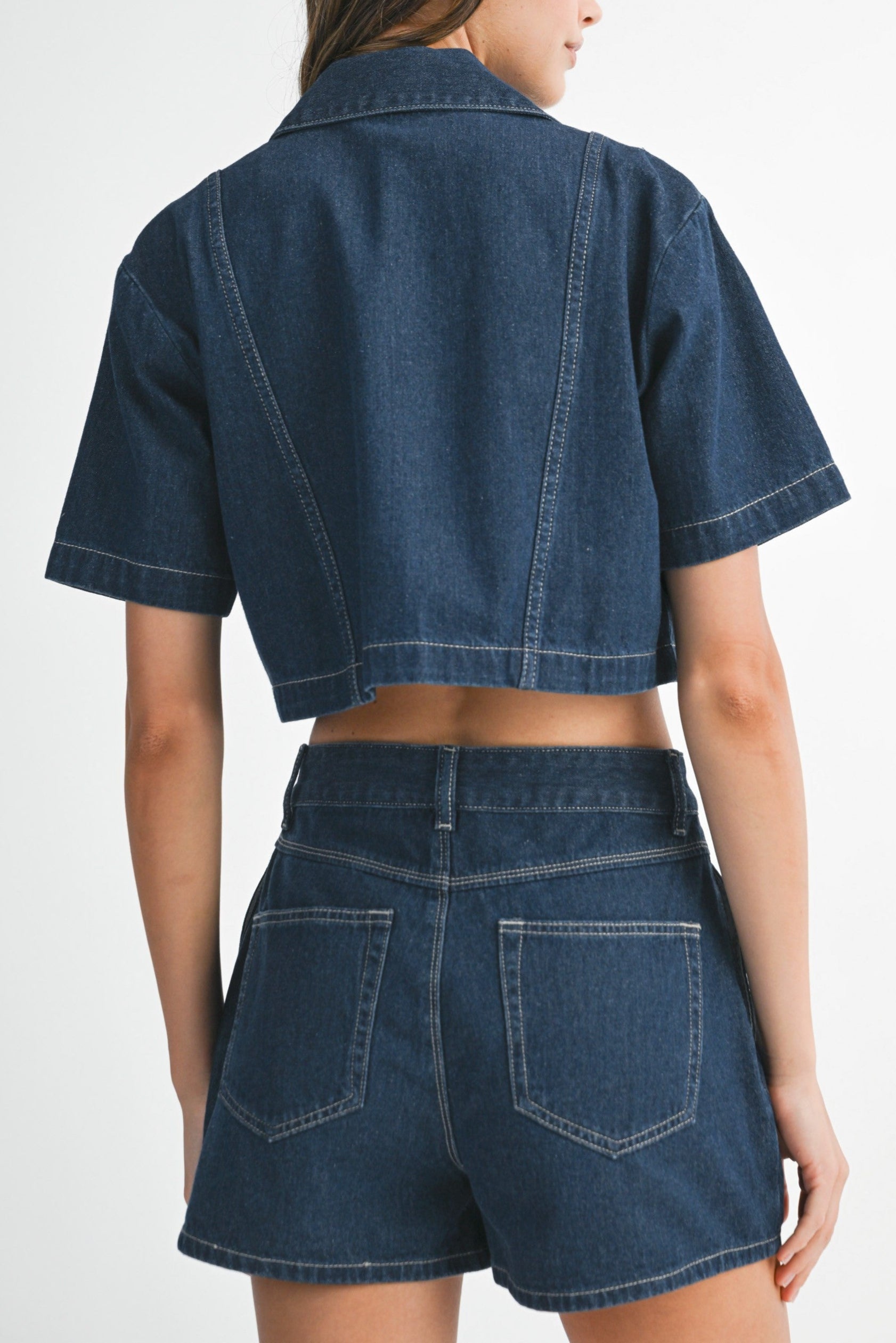 Peyton Short Sleeve Denim Shirt & Skort Set