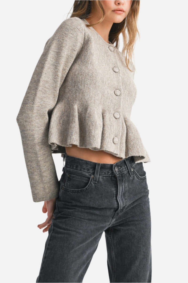 Montana Peplum Sweater Knit Top