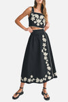 Misti Embroidery Crop Midi Skirt Set