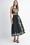 Misti Embroidery Crop Midi Skirt Set