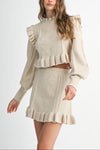 Everlyn Ruffle Knit Top & Mini Skirt Set
