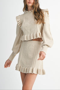 Everlyn Ruffle Knit Top & Mini Skirt Set