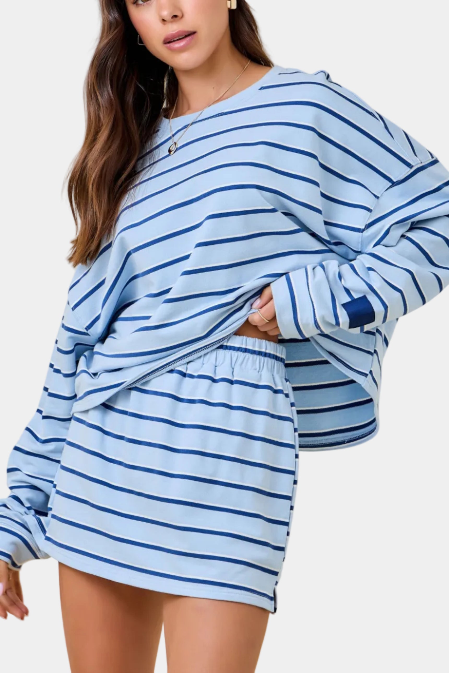 Mary Striped Sweatshirt and Mini Skort Set