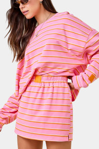 Mary Striped Sweatshirt and Mini Skort Set in Pink/Orange