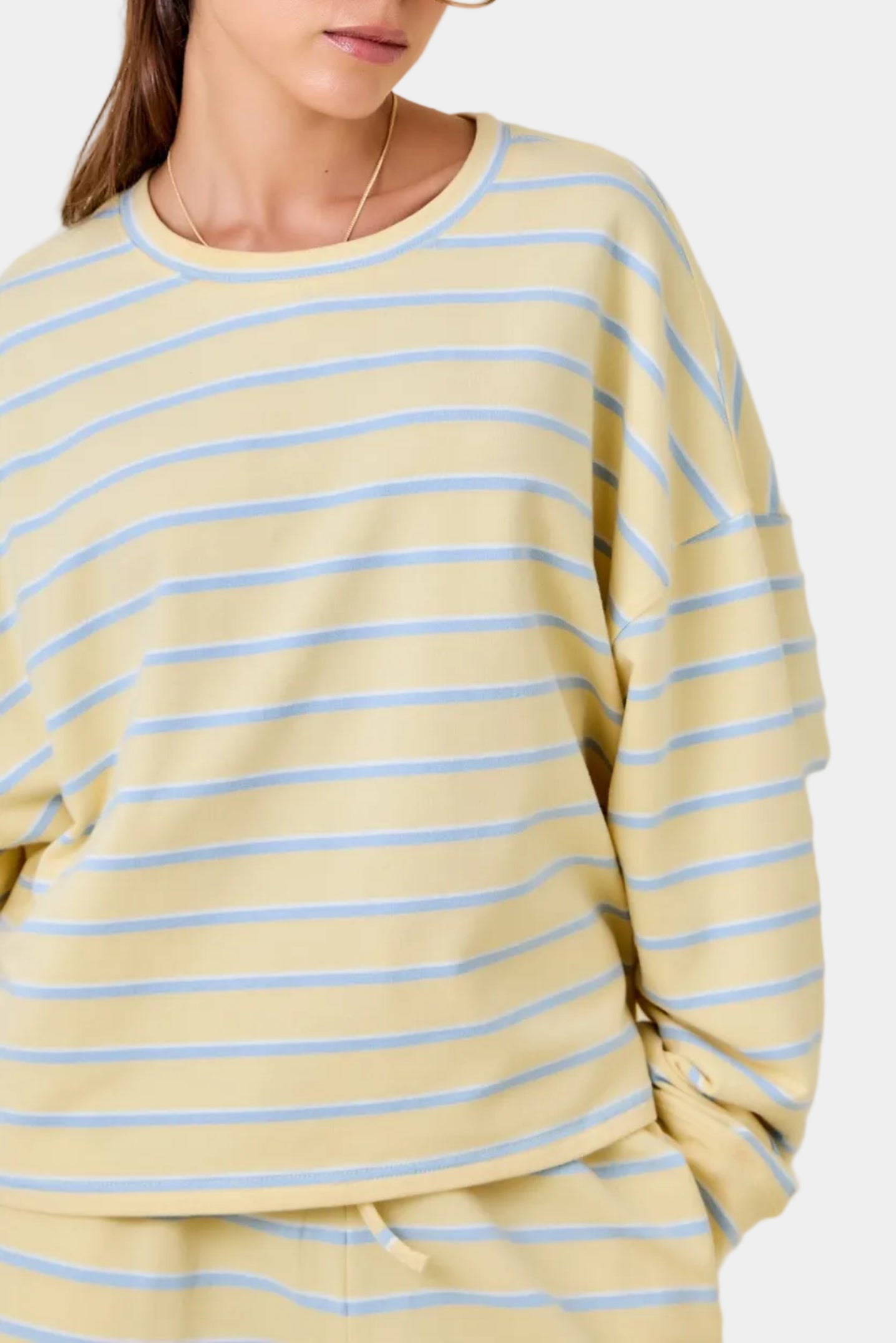 Mary Striped Sweatshirt and Mini Skort Set in Yellow/Baby Blue