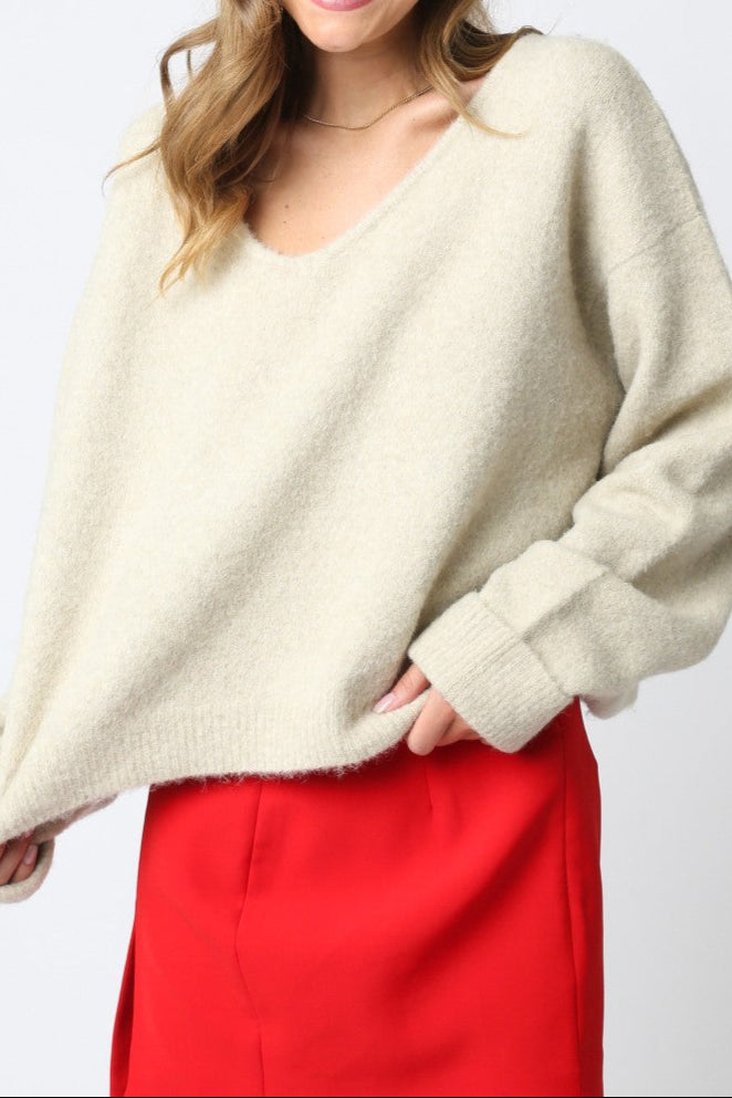 Stella Long Sleeve Knit Sweater in Oatmeal