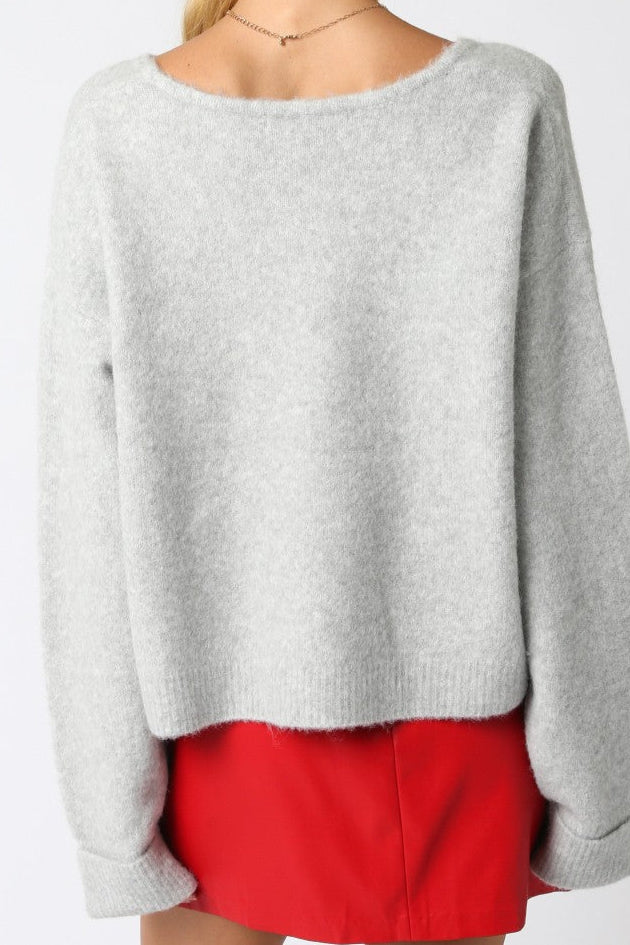 Stella Long Sleeve Knit Top in Light Heather Grey