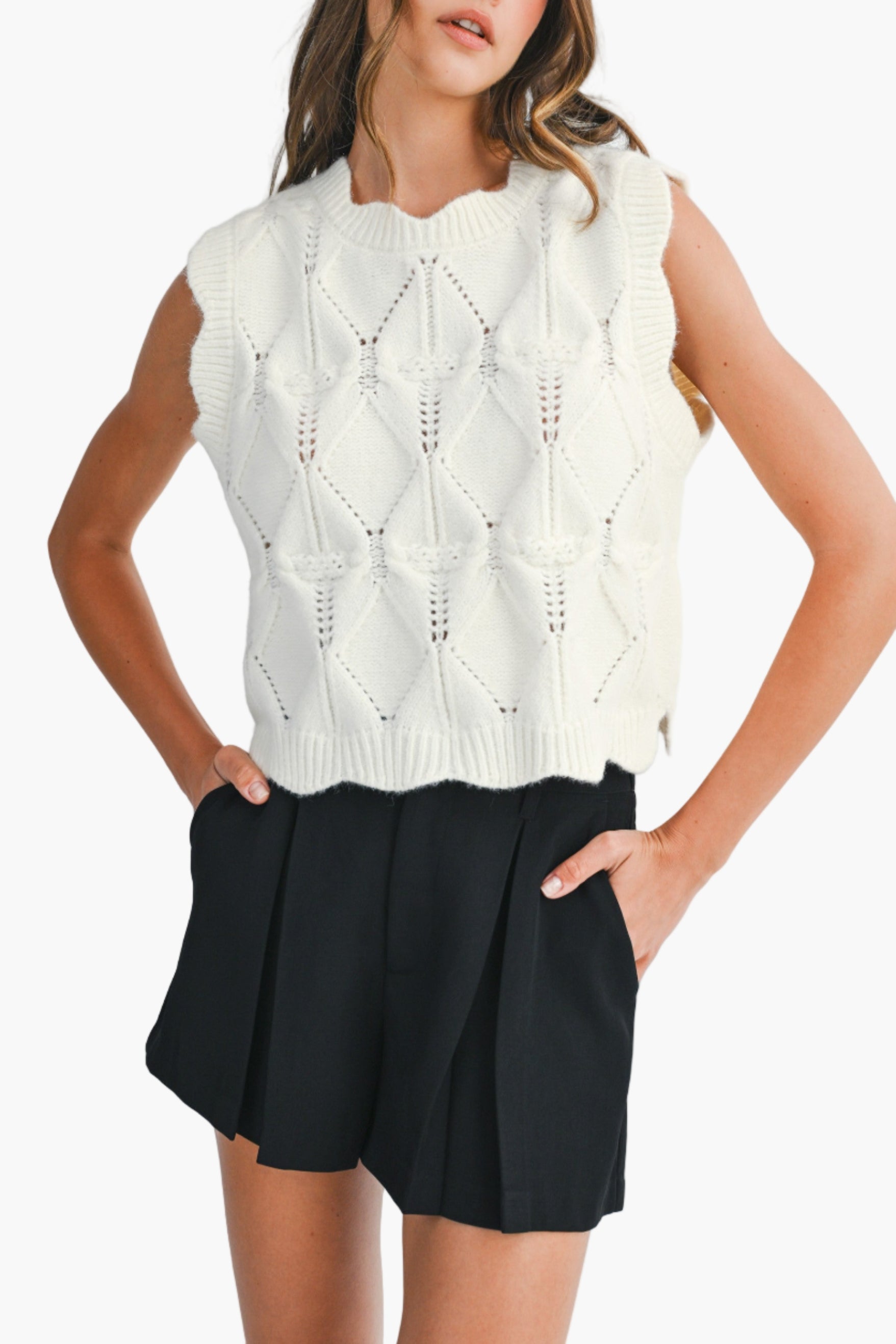 Silvie Reversible Cable Knit Vest Top