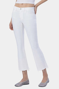 Jamey Mid Rise Raw Hem Crop Flare Jeans