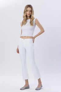 Jamey Mid Rise Raw Hem Crop Flare Jeans
