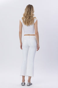 Jamey Mid Rise Raw Hem Crop Flare Jeans