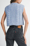 Kenna Rose Button Knit Vest in Blue