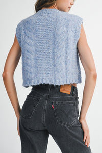 Kenna Rose Button Knit Vest in Blue