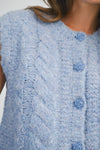 Kenna Rose Button Knit Vest in Blue