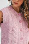 Kenna Rose Button Knit Vest in Pink